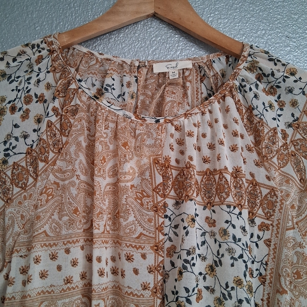 NWT Easel Multi Colored Printed Patchwork Blouse … - image 11